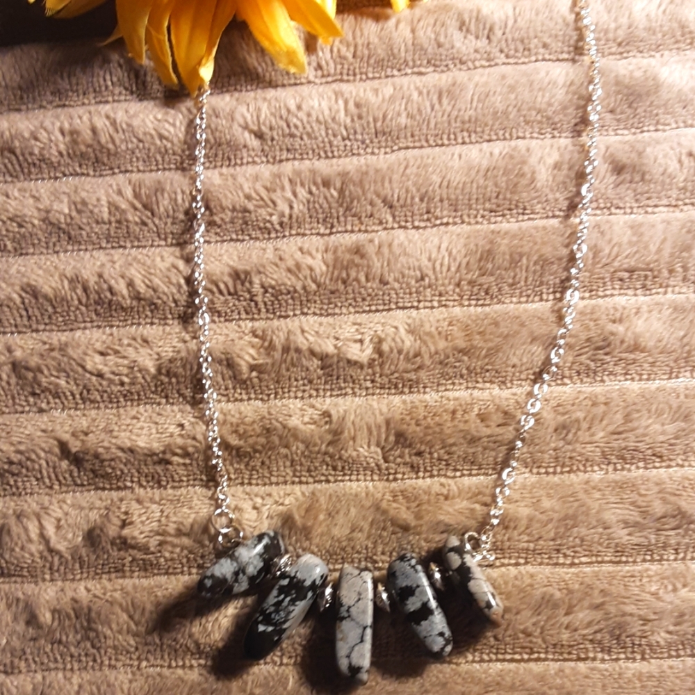 Handmade Snowflake Jasper Gemstone Necklace